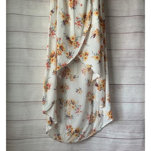 Altar'd State Cream Floral Maxi Dress Faux Wrap Tulip Skirt Size Large - Picture 9 of 16